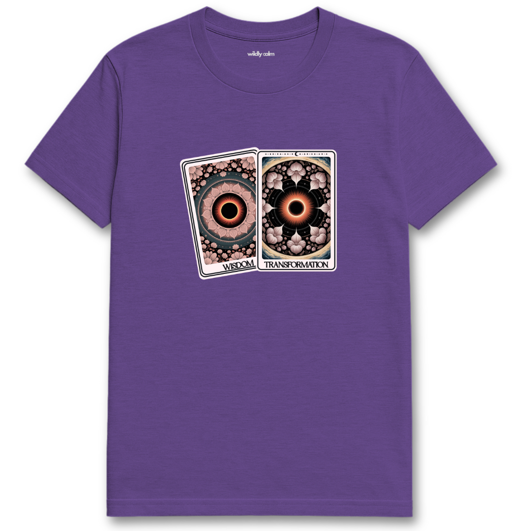 Heather Purple Wisdom_Transformation-Card t-shirt with tarot card design - Wildly Calm