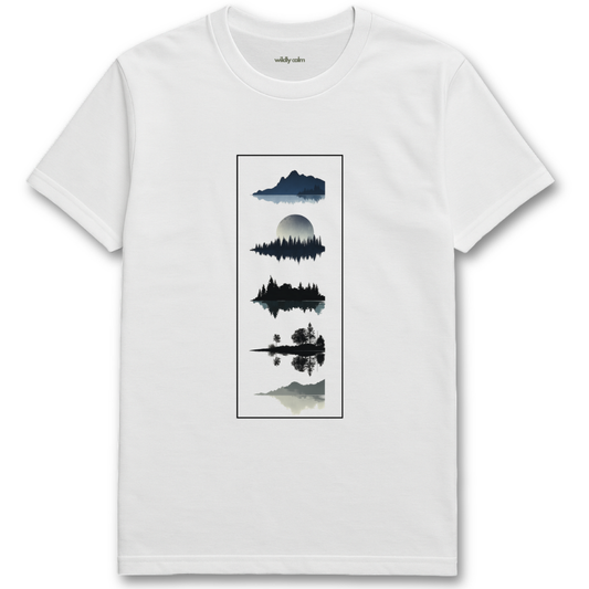 Twilight-Nature_White t-shirt with nature-themed graphic design - wildly calm