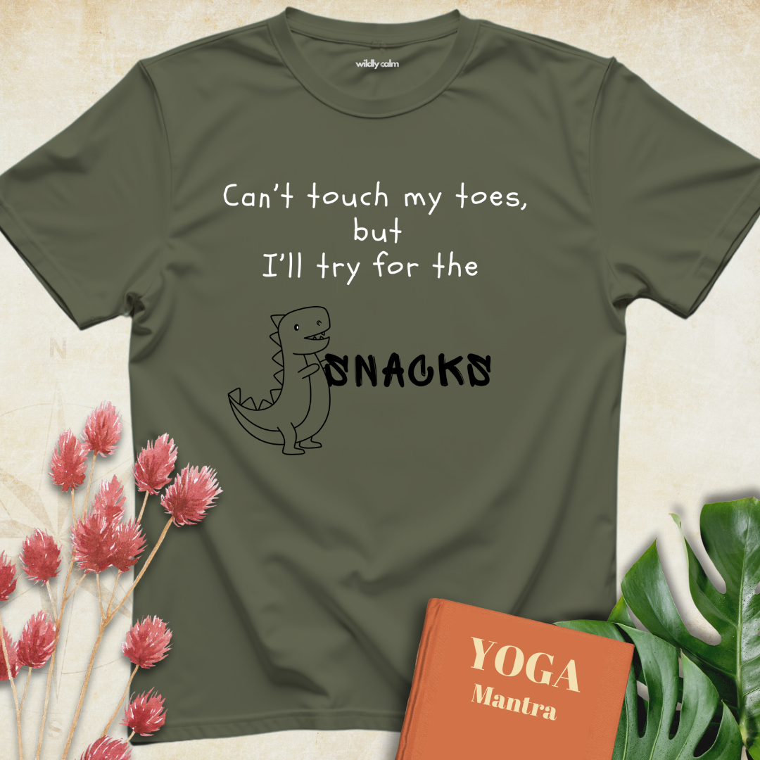 Yoga Humor with Dinosaur T-shirt
