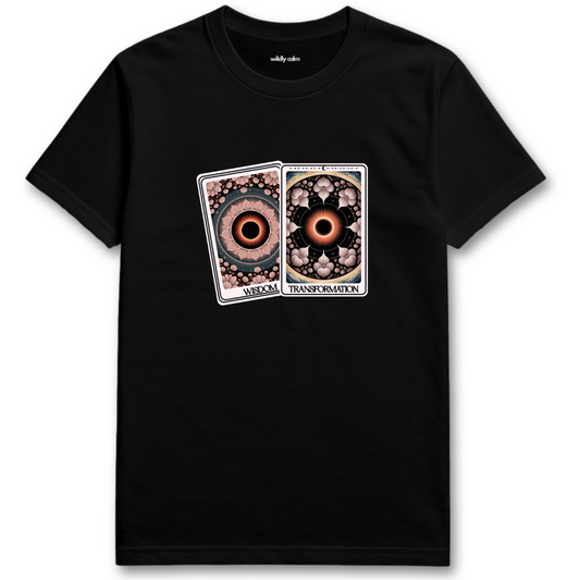 Black Wisdom_Transformation-Card t-shirt with tarot card design - Wildly Calm